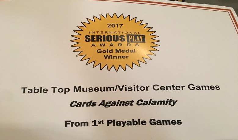 Cards Against Calamity wins Gold at 2017 Serious Play Conference